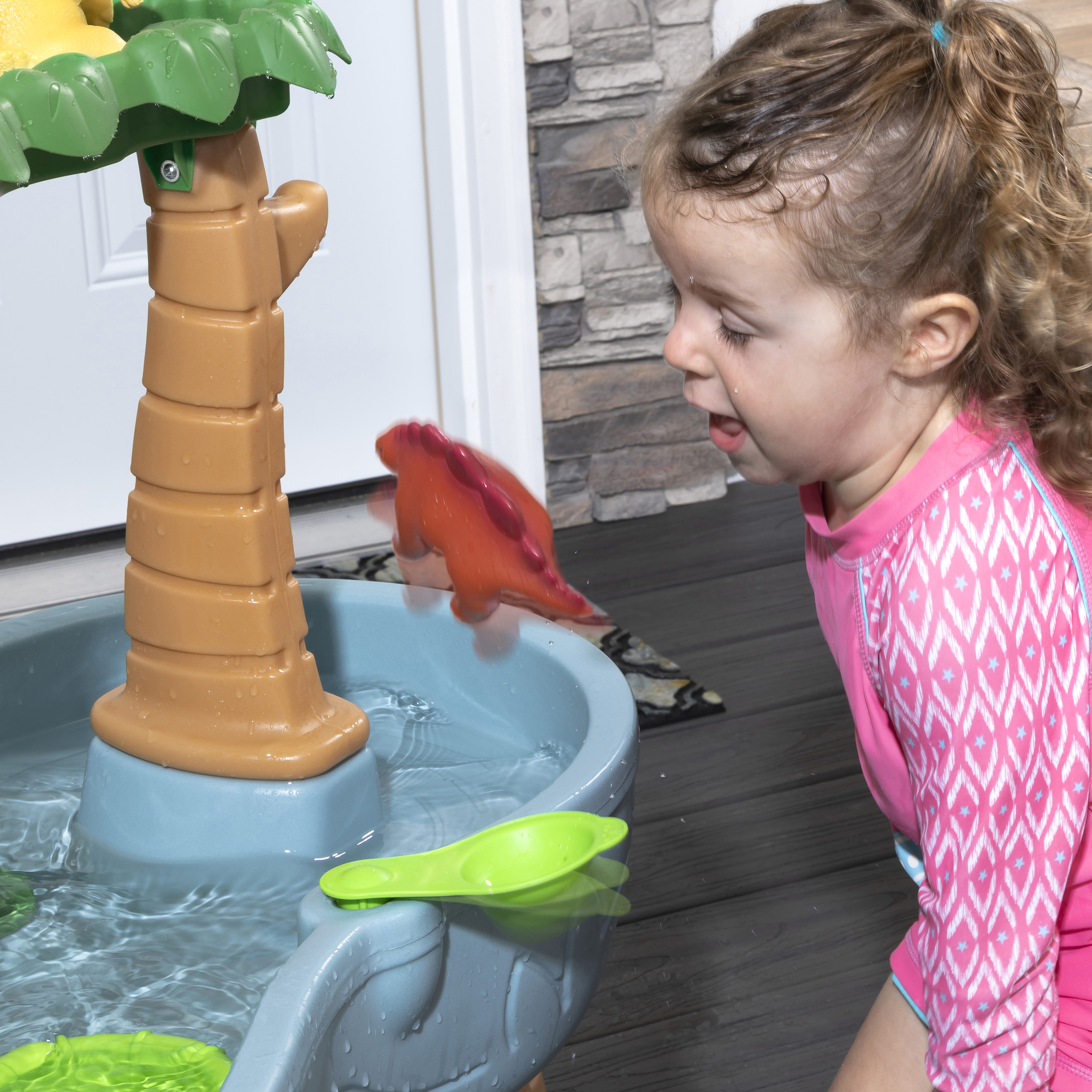 Step2 Dino Showers Gray Plastic Water Table for Toddlers with 13-piece Playset - image 3 of 23
