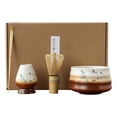 thumbnail image 1 of Juego completo de té matcha japonés, cuenco de matcha de 580 ml, cerámica y bambú, novedad pintura de paisaje, 1 of 3