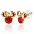 thumbnail image 3 of Disney Womens Minnie Mouse 10K Gold Stud Cubic Zirconia Birthstone Earrings - January - Dark Red, 3 of 5