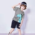 thumbnail image 2 of Toddler Boy Outfits 2 Piece Dinosaur Print Short Sleeve Crew Neck T-Shirt Top And Shorts Everyday Wear Baby Boys' Clothing Sets Size 2-3 Years, 2 of 5