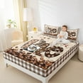 thumbnail image 4 of jejeloiu Kawaii Cartoon Gnome Bed Sheets,Happy Valentine'S Day King Sheets,Brown White Grid Sheet Set For Girls Boys,Microfiber Bedroom Decor,4-Piece, 4 of 7