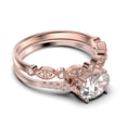 thumbnail image 2 of Dazzling Minimal Art Deco 2.00 Carat Oval Cut Diamond Moissanite Unique Engagement Ring, Wedding Ring, One Matching Band in 925 Sterling Silver With 18k Rose Gold Plating Gift For Woman, 2 of 4