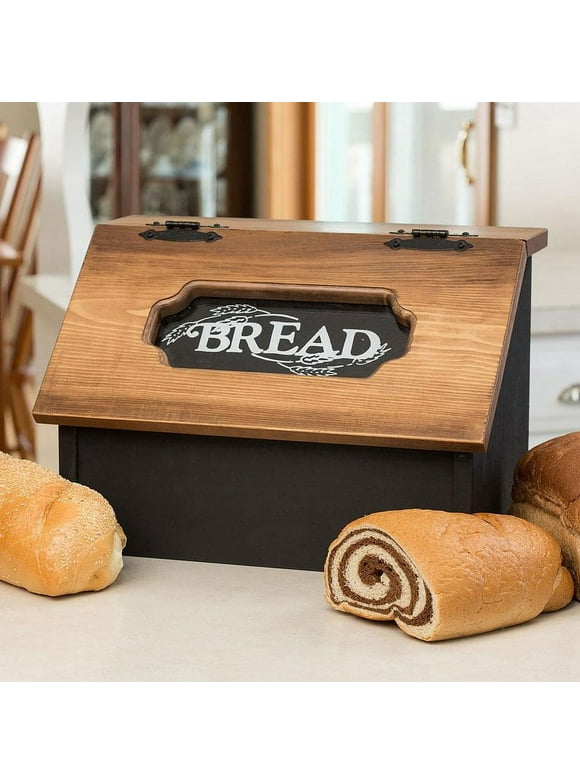 Creative Wood Design Amish Made Pine Hinged Fresh Bread Storage Box Black