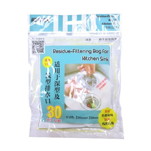 Bolsa de filtro de 30 uds/100 Uds., colador de fregadero, bolsa de basura, malla de red, suministros antiobstrucción de cocina (filtro de Suministros de limpieza para el hogar blanco y 30 piezas Toystoory HA0086-01B