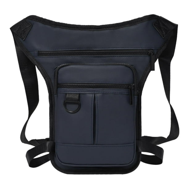 Riñonera para hombre, bolso de hombro, bolso de pierna para motocicleta, riñonera impermeable, informal Azul oscuro