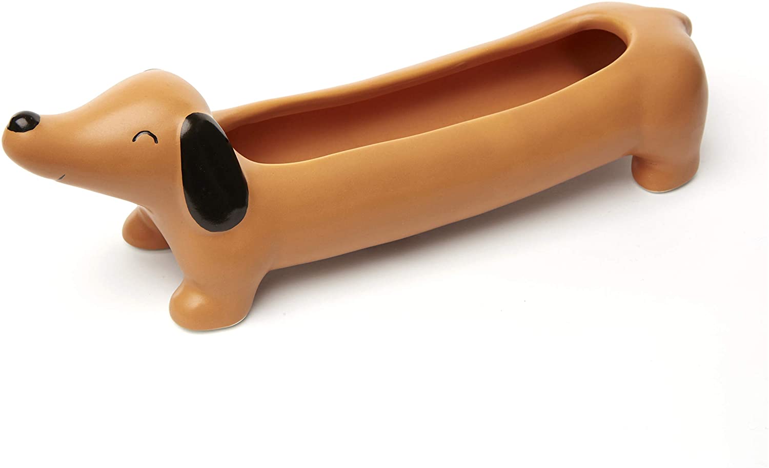 Daisy the Dachshund Porcelain Dog Planter for Small Plants and Flowers