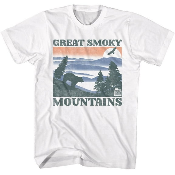 National Parks Gsm Bear And Mtns White Adult T-Shirt S