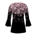 thumbnail image 5 of Black Women's Long Sleeve T-shirt, Summer Tops For Women 2025 Trendy Boho Floral Print Tunic Shirts 7 Sleeve V Neck Tshirt Casual Loose Blouse,Women's Long sleeve T-shirt M, 5 of 5
