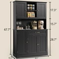 thumbnail image 6 of 67" Kitchen Pantry Cabinet with Microwave Shelf, 5 Doors & 15 Adjustable Shelves, Large Storage Organizer, Also Perfect as Coffee Bar with Wine Glass Racks, 6 of 8