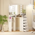 thumbnail image 3 of Patiojoy Corner Makeup Vanity Desk Makeup Dresser Table with 3 Color Lighting Power Outlets White, 3 of 9
