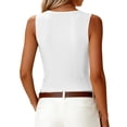 thumbnail image 5 of Sleeveless T-Shirt For Women's Summer Loose Sleeveless Button V-Neck Shirt Knitted Tank Tops White XL, 5 of 6