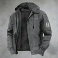 thumbnail image 2 of Mens Jacket Winter Vintage Solid Color Zip Up Warm Fleece Sherpa Lined Coats with Pockets Thermal Coat Dark Gray 3XL, 2 of 3