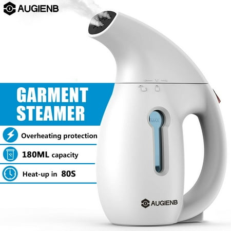 Handheld Garment Clothes Steamer , AUGIENB Portable 60s Fast Wrinkle Remover for Home and Travel Clothes Fabric Steamer Steam Machine 700W 150ML White