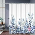 thumbnail image 2 of SUNOLIFE Blue Floral Plants Shower Curtain,Botanical Leaves Waterproof Fabric Bathroom Curtain with Hooks,72x78 in, 2 of 5
