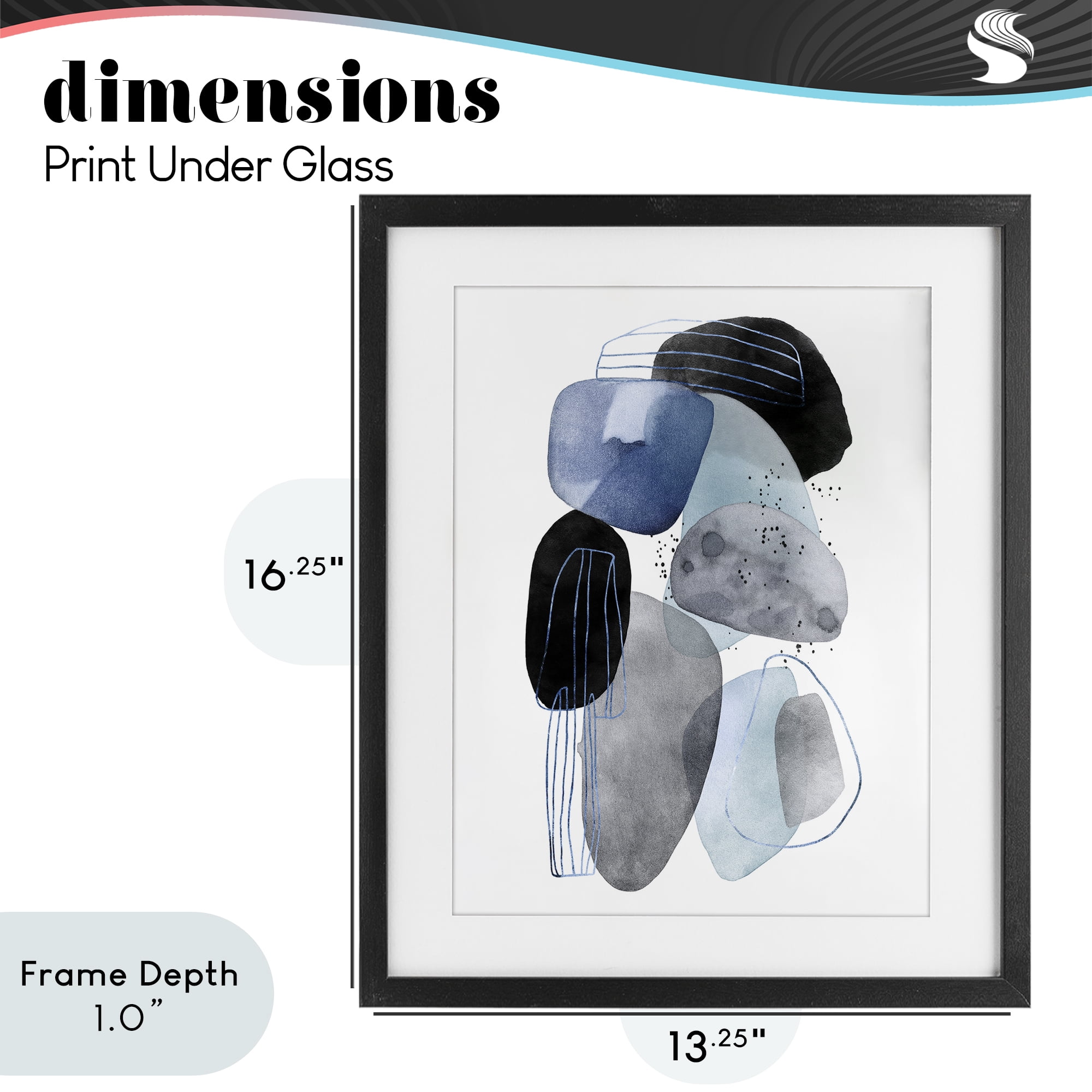 Stupell Industries Pebbles of Frozen Currents Black Framed Print Under Glass, design by Svetlana Aleynikova
