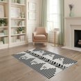 thumbnail image 2 of ODIKA 4'x6' Black Gray Stripe Geometric Modern Washable Area Rug Contemporary Angular Motif Pattern with Bold Non-Slip, Chair-Friendly, Flatwoven for Home Office, Under Desk, 2 of 7