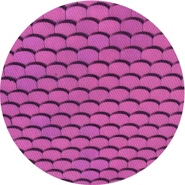 Ahgly Tapis Rond Lavable en Machine Intérieur Transitionnel Moyen Violet Rouge Rose, 7 Pieds Rond