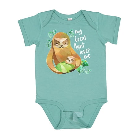 

Inktastic My Great Aunt Loves Me Cute Sloth and Baby Boys or Girls Baby Bodysuit