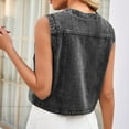 thumbnail image 5 of Qwertyu Womens Summer Cropped Denim Vest V-Neck Crop Western Jean Vest Top for Women Country Trendy Outfits Black S, 5 of 7