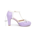 thumbnail image 2 of BLISSFUL STEP Women's Bow Platform T-Strap Block High Heel Pumps Purple 11, 2 of 7