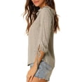 thumbnail image 5 of INSPIRE CHIC Women's Ruffled Neck Half Sleeve Sheer Summer Polka Dots Blouse Tops S Dark Beige, 5 of 9