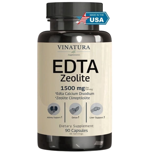 Vinatura EDTA Capsules - 1500mg per serv, Liver Support - Edta Calcium Disodium, Kale Extract - 90 Capsules 45 Servings