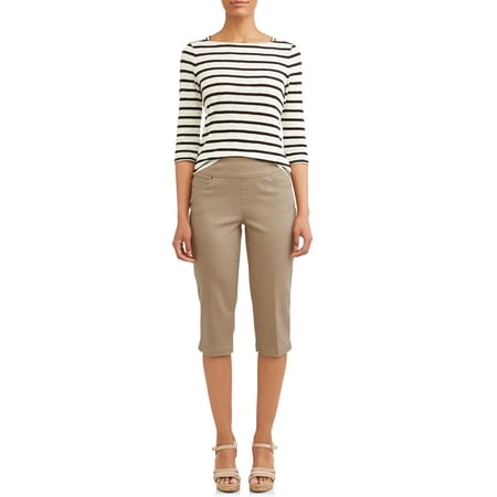 Time And Tru Women S Essential Pull On Capri Pant Walmart Com