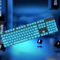 thumbnail image 3 of HUGFEGWE Keyboard,Mechanical Keyboard 104Pcs Universal Backlight PBT Keycaps Rechargeable Backlit Gaming Keyboard Mini Mechanical Feel Anti-ghosting Keyboard for PC Computer Pink CA919-141126, 3 of 7