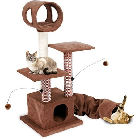 Penn-Plax - Cat Activity Lounging Tower & Tunnel w/Hideaway Retreat