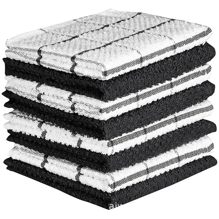 100% Cotton Solid and Striped Waffle Weave Set of 16 Dish Wash Clothes for  Kitchen 520143QES - The Home Depot