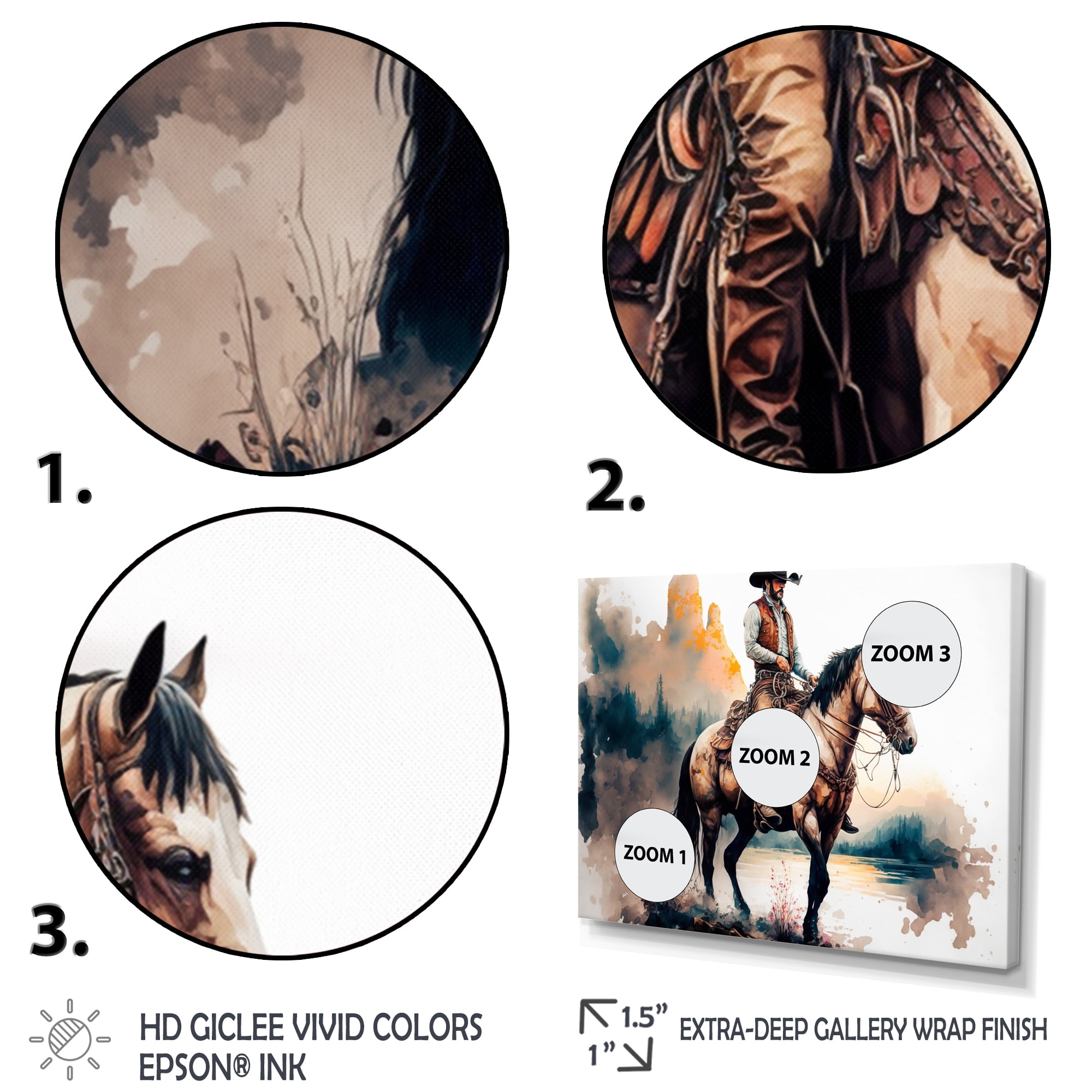 Designart Western Cowboy Riding A Horse I Canvas Wall Art