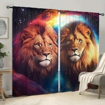 WNOOHIY Colorful Cosmic Galaxy Majestic Lion Animal Light-filtering Curtains for Youngsters Bedroom Living Room,Set of 2 Panels