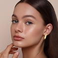 thumbnail image 3 of Lancharmed Gold Plated Studs Earrings for Womens,Wide Gradient Hoops Earring Wedding Gifts, 3 of 7