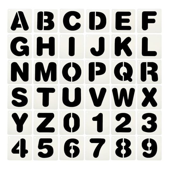 Uxcell 1.5" Letter Number Stencils, 36Pcs Square Reusable Letter and Number Stencil Templates for Painting on Wall Wood Fabric Signage, Uppercase Letter Style