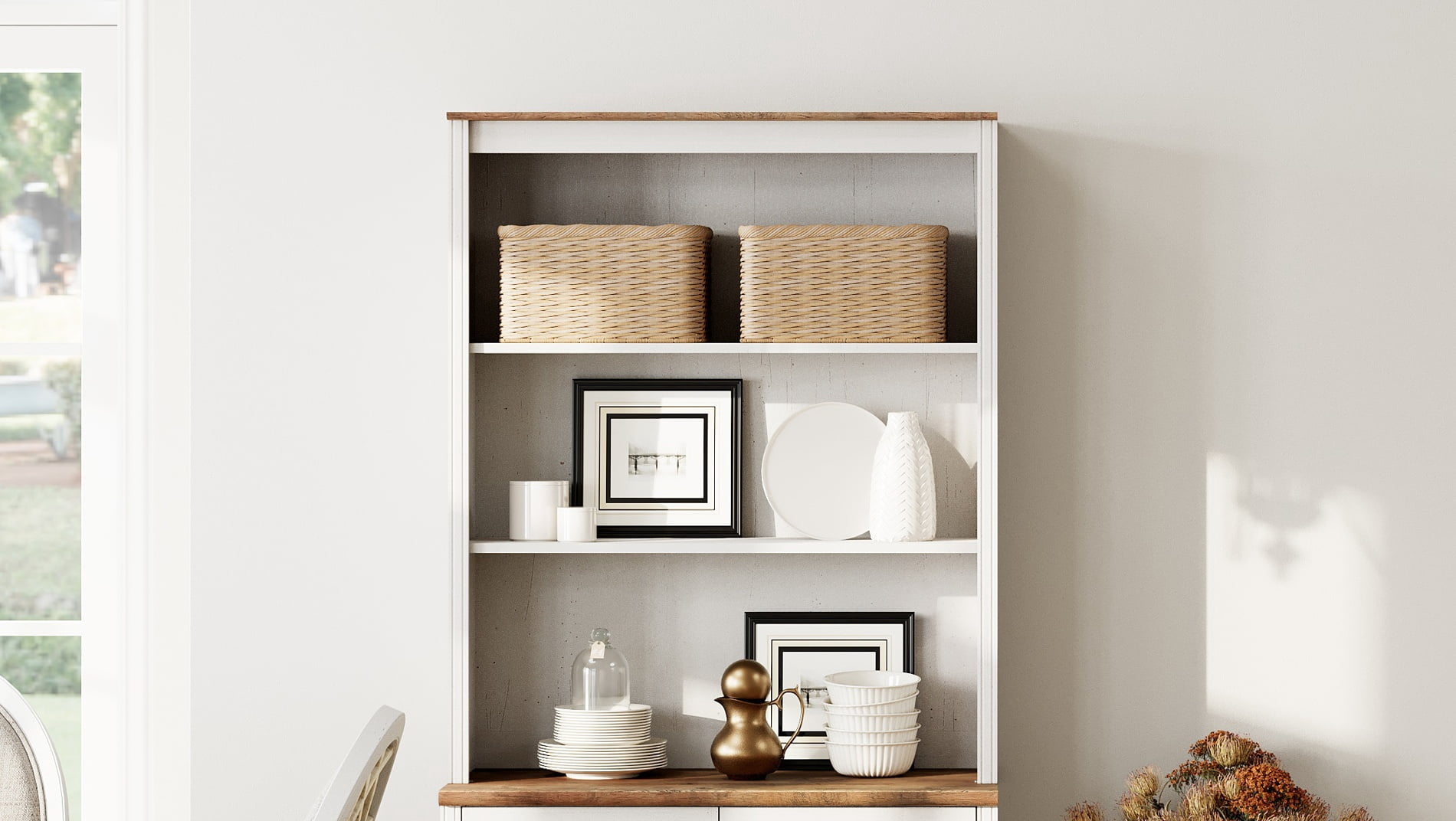 2-Shelf Bookcase, Bookshelf with Open Storage Shelves, No Cabinet, White