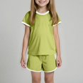thumbnail image 2 of Gerichy Girls Summer Outfits, Boys Girls T Shirt Shorts Set Sports Two Piece Set For Kids Two Piece Children's Outfits Round Neck Pullover Shirt Shorts, 2 of 9