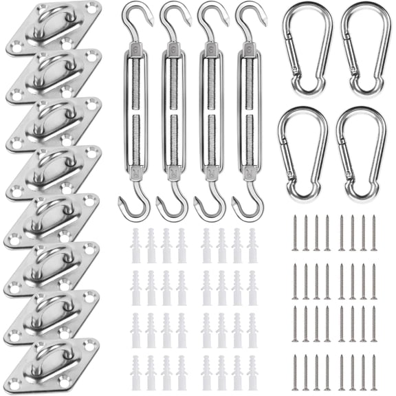 44 Pcs Sun Shade Sail Hardware Kit for Triangle Rectangle Sun Shade Sail Installation,for Patio, Garden Outdoors D