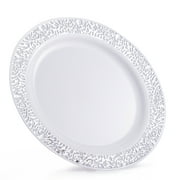 Host & Porter Silver Rim Plastic Dinner Plates, 10.25", 10 Count