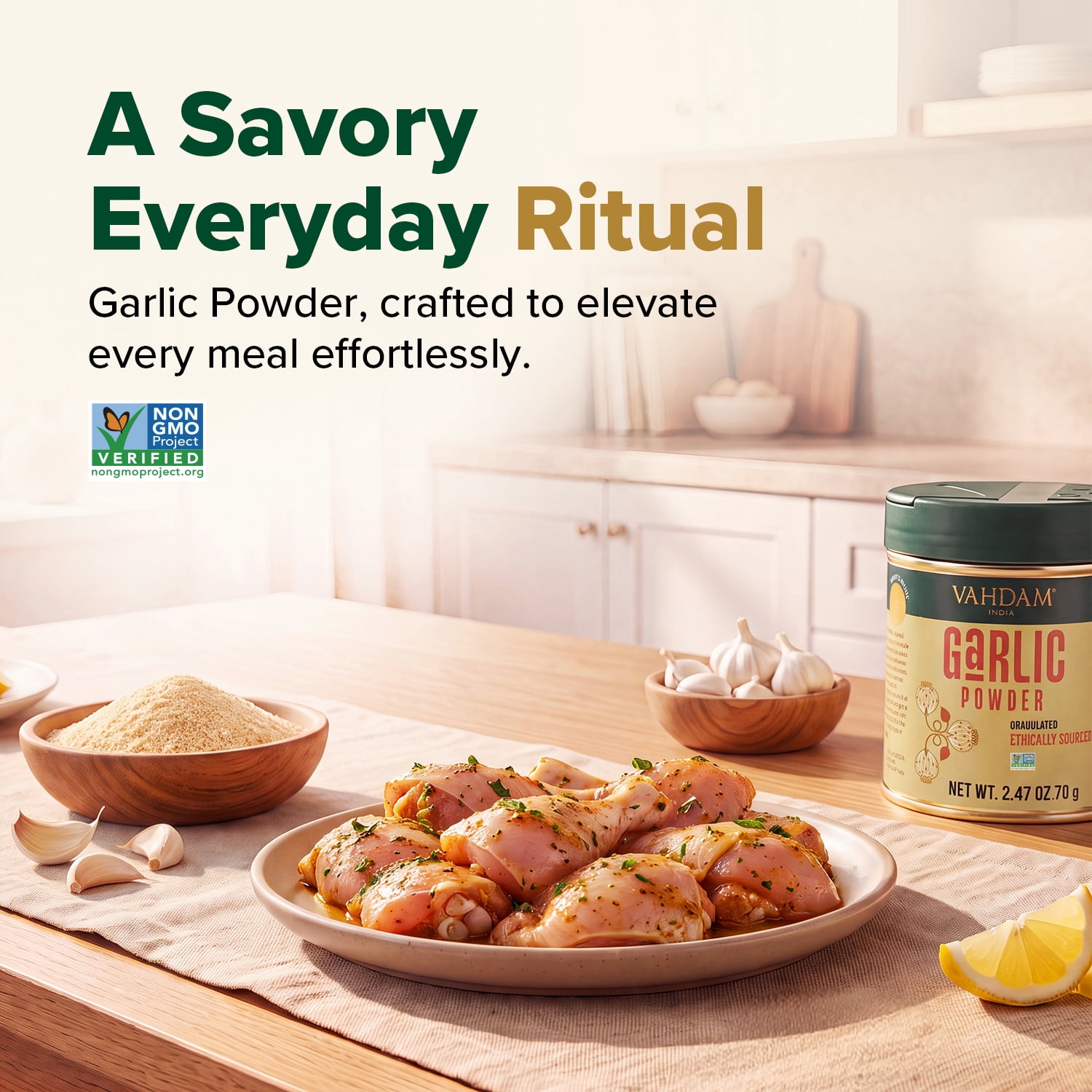 (3 pack) VAHDAM Garlic Granules Spice, 2.47 oz | Granulated Dried Garlic (Allium sativum), Non-GMO, Gluten-Free Seasoning for Cooking