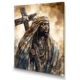 thumbnail image 2 of Designart "Black Jesus With Cross I" Religious Landscape Wall Art For Bathroom, 2 of 5