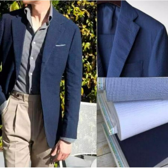 Navy On Navy Seersucker Suit - Cotton Suit - Summer Suit - Shadow Stripe Pattern