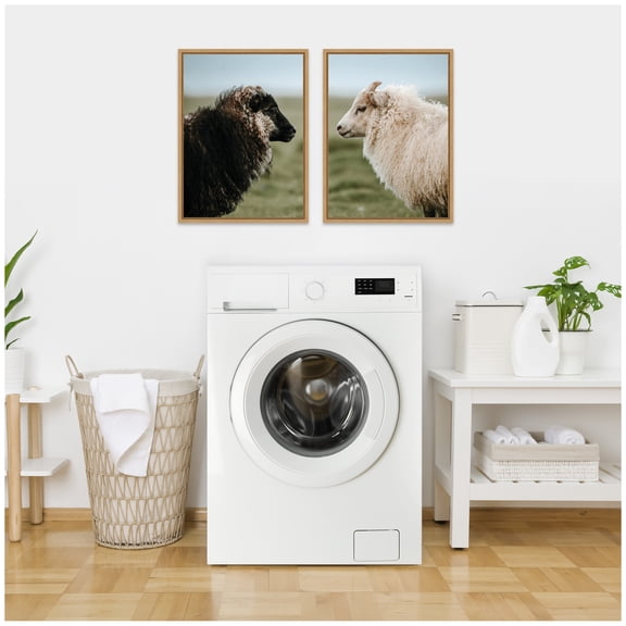 Kate and Laurel Sheeply in Love  Set of 2 18x24 Framed Canvas Wall Art Set  by Michael Schauer, Sylvie Natural, Farmhouse, Animals, Landscapes, Nature Art for Wall Decor, Living Room, Bedroom