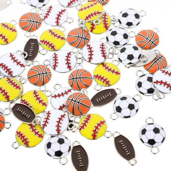 50 Pcs Ball Pendant Charms for Earring Making Sports Ball Charms for Jewelry Making Jewelry Crafting Findings