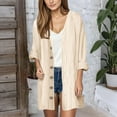 thumbnail image 6 of Women's Cardigan Fashionable And Casual Solid Color V Neck Long Sleeved Button Cardigan,Beige Women's Cardigan M, 6 of 9