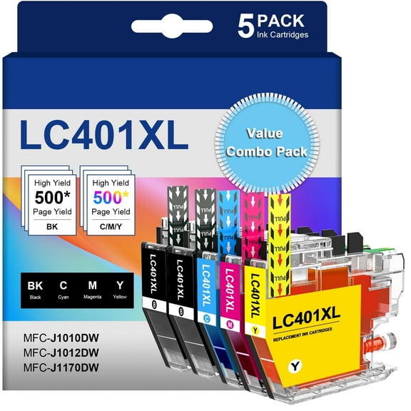 LC401XL LC401 Brother Ink for Brother Ink Cartridge LC401 Brother LC401 Ink Cartridge LC401 Ink, 5PK