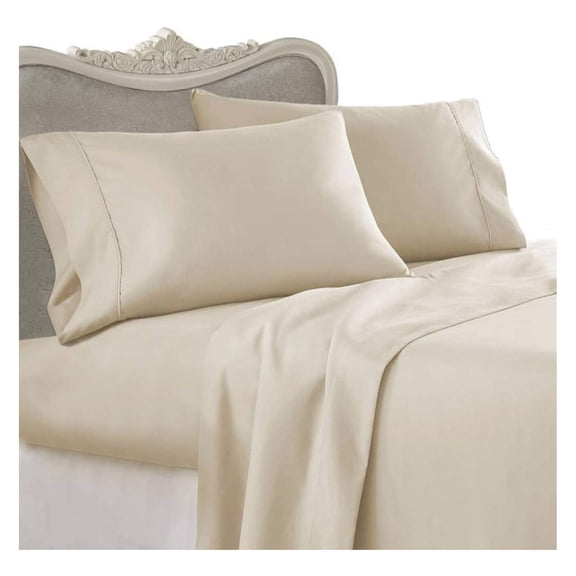 Luxurious 1000 TC Queen Beige Egyptian Cotton Sheet Set 1000TC
