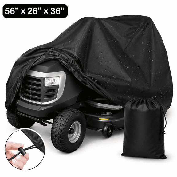 Riding Lawn Mower Cover -Tractor Cover Fits Decks up to 56" Storage Cover Heavy Duty Polyester Oxford,UV Protection Universal Fit with Drawstring & Cover Storage Bag