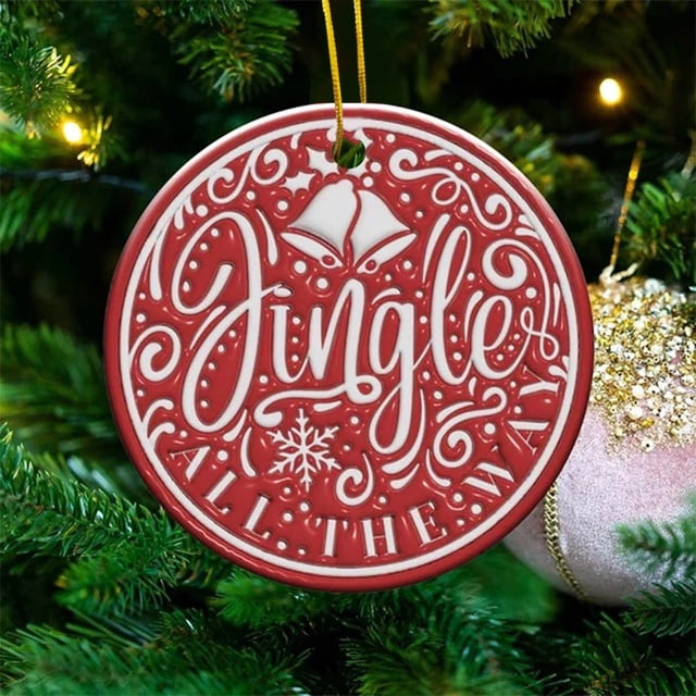 Liquidation! Pendentif Acrylique de Noël Concave Texturé Rond Décoration