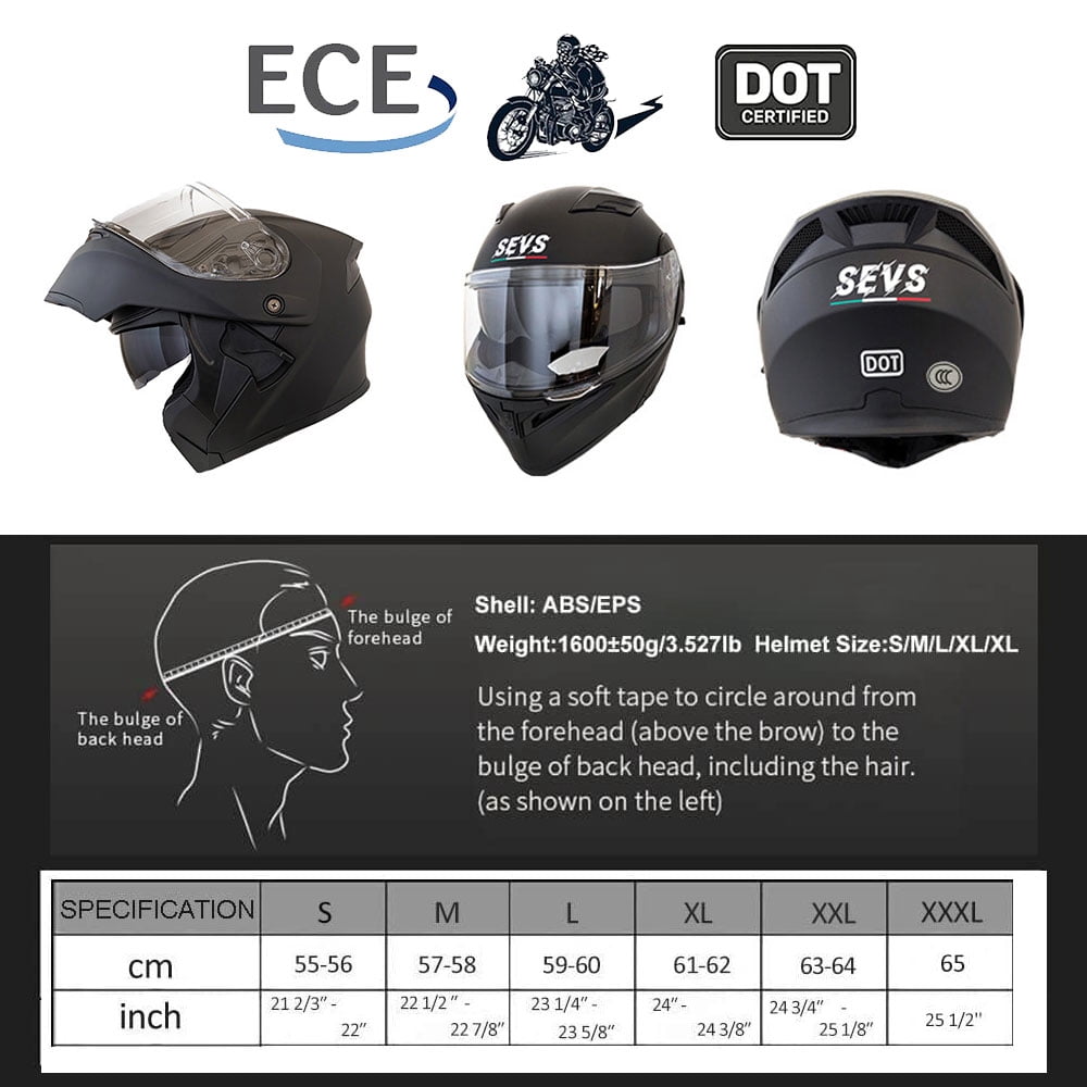 Modular Motorcycle Helmet Bluetooth Full Face Helmet, DOT Approved Full Face Flip Up Anti-Fog Helmets with Built-in Speakers & Microphone for Adults Men and Women, Lightweight & Comfortable
