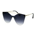 thumbnail image 2 of Womens Retro Futuristic Rimless Butterfly Shield Sunglasses Gold Smoke, 2 of 4